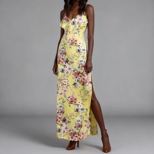 Senlis Madison Floral Ruffle Maxi Slip Dress Size Large